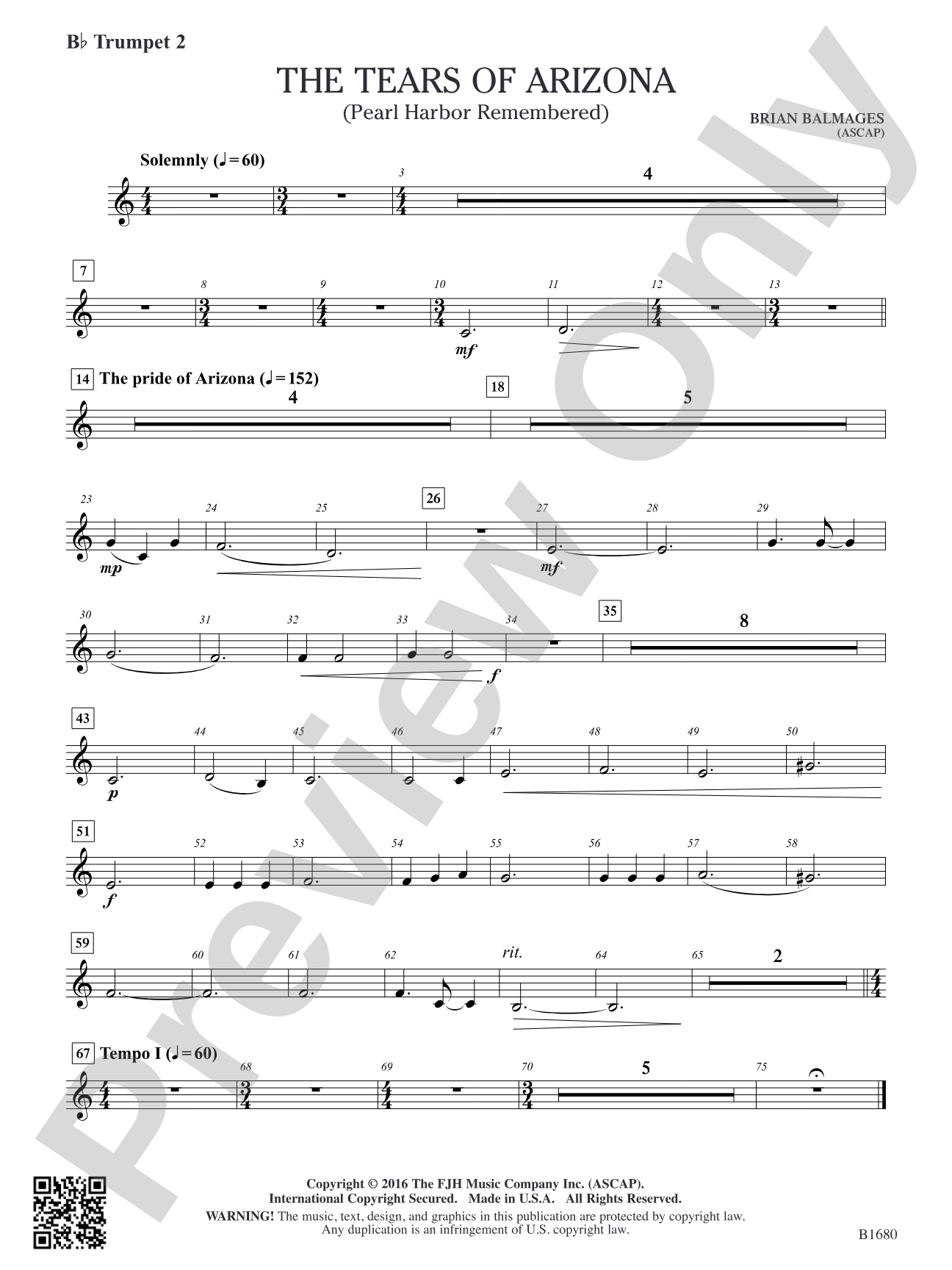 The Tears of Arizona: B-flat Trumpet 2