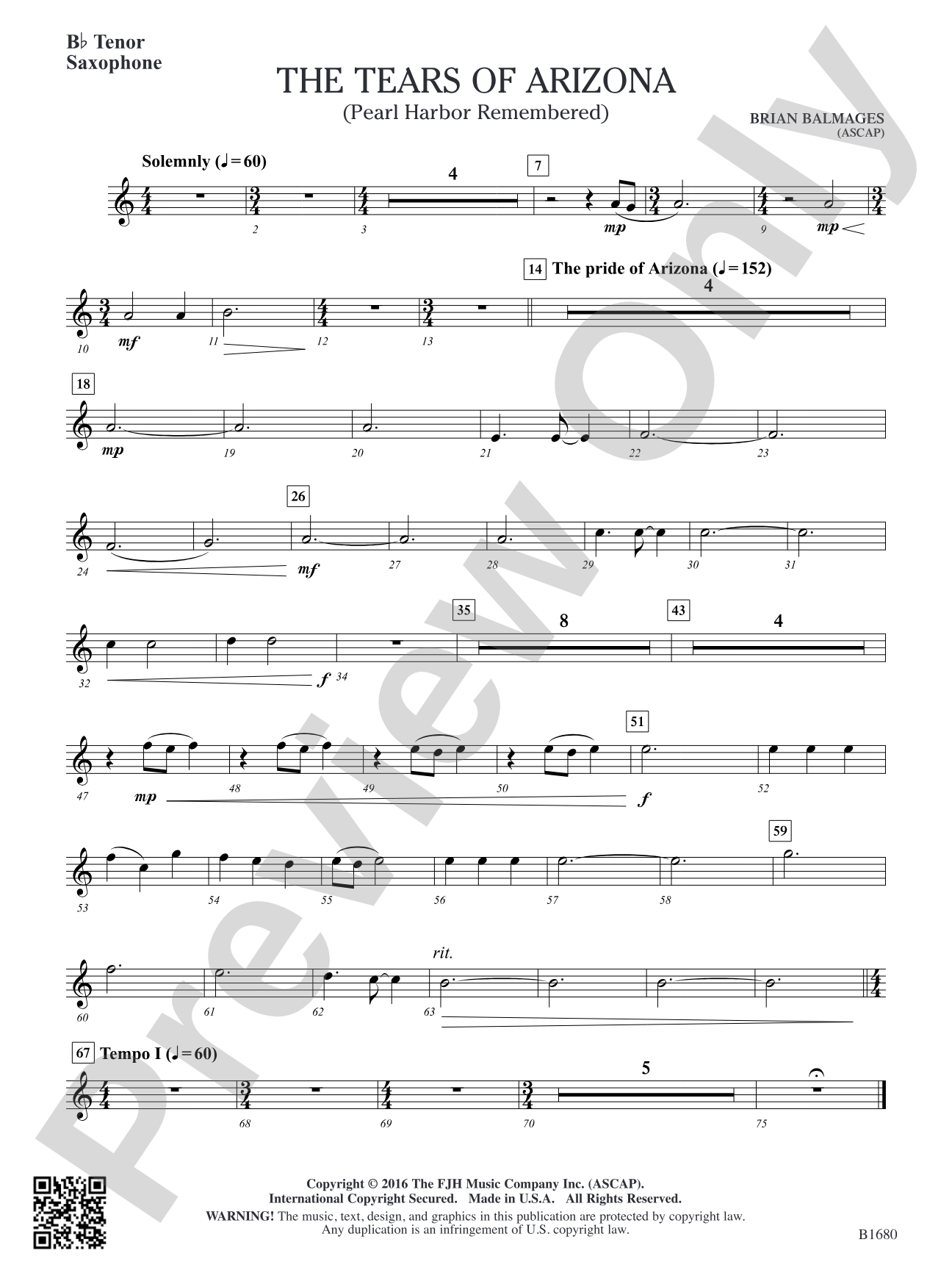 The Tears of Arizona: B-flat Tenor Saxophone