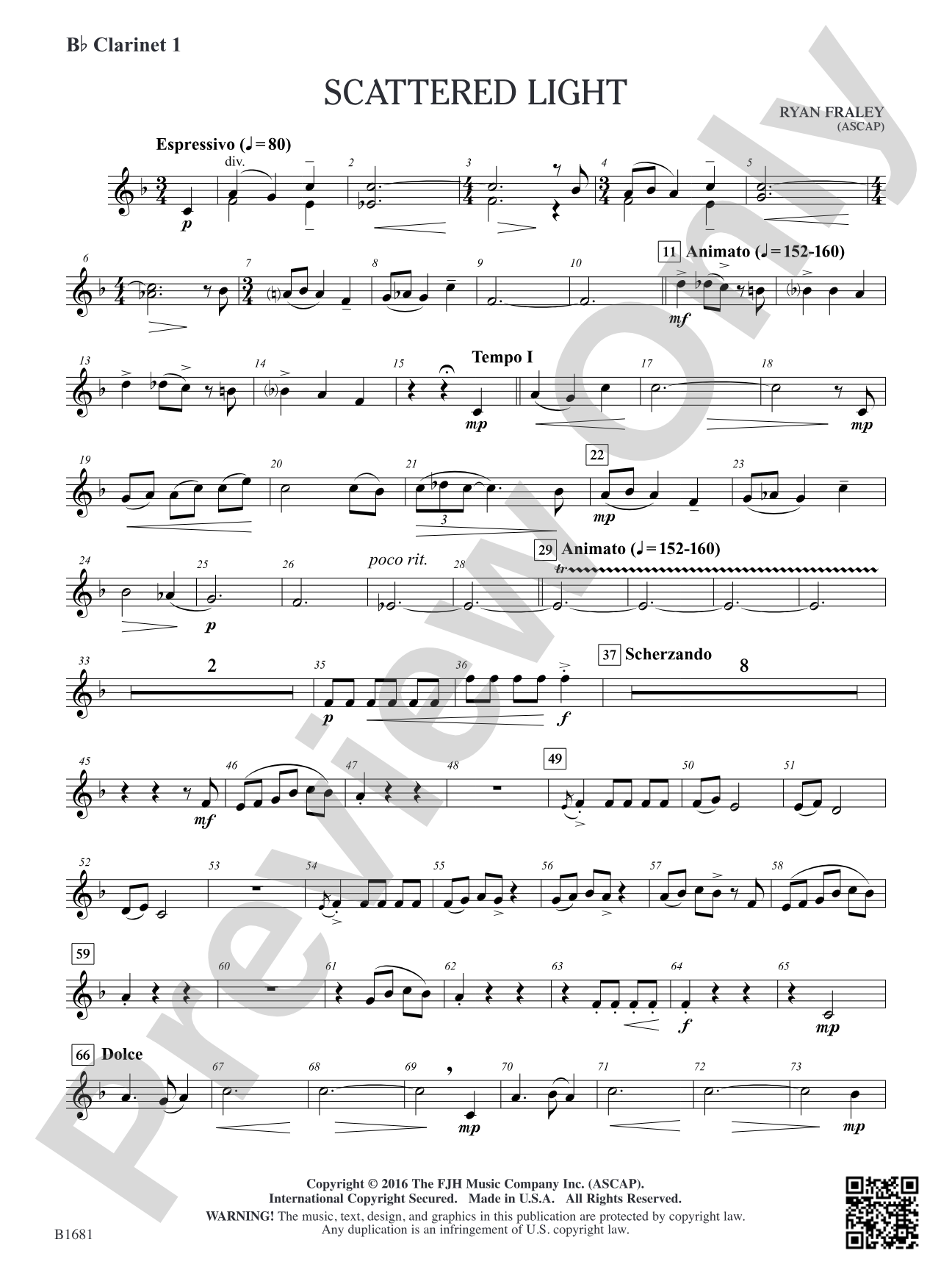 Scattered Light: B-flat Clarinet 1