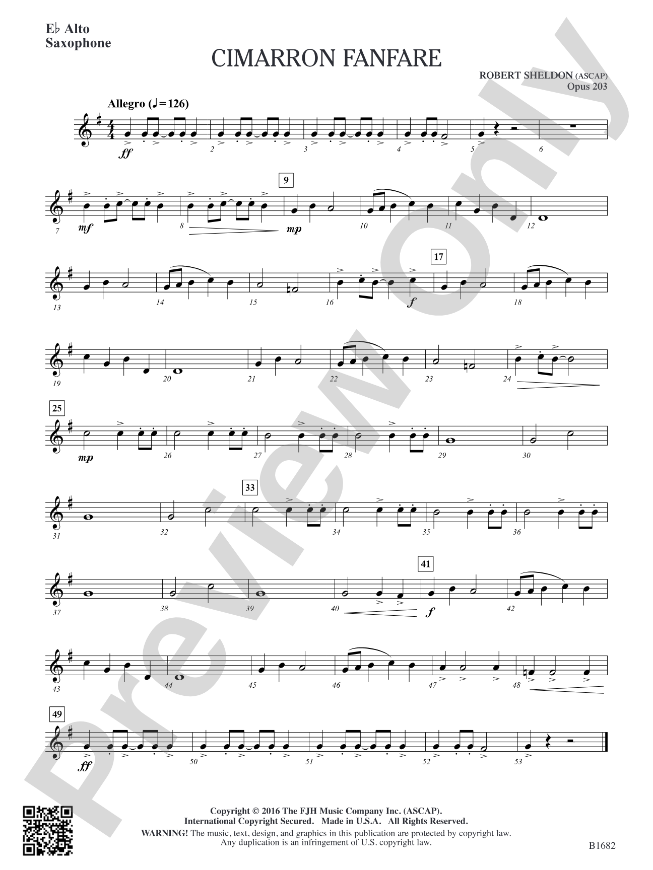Cimarron Fanfare: E-flat Alto Saxophone