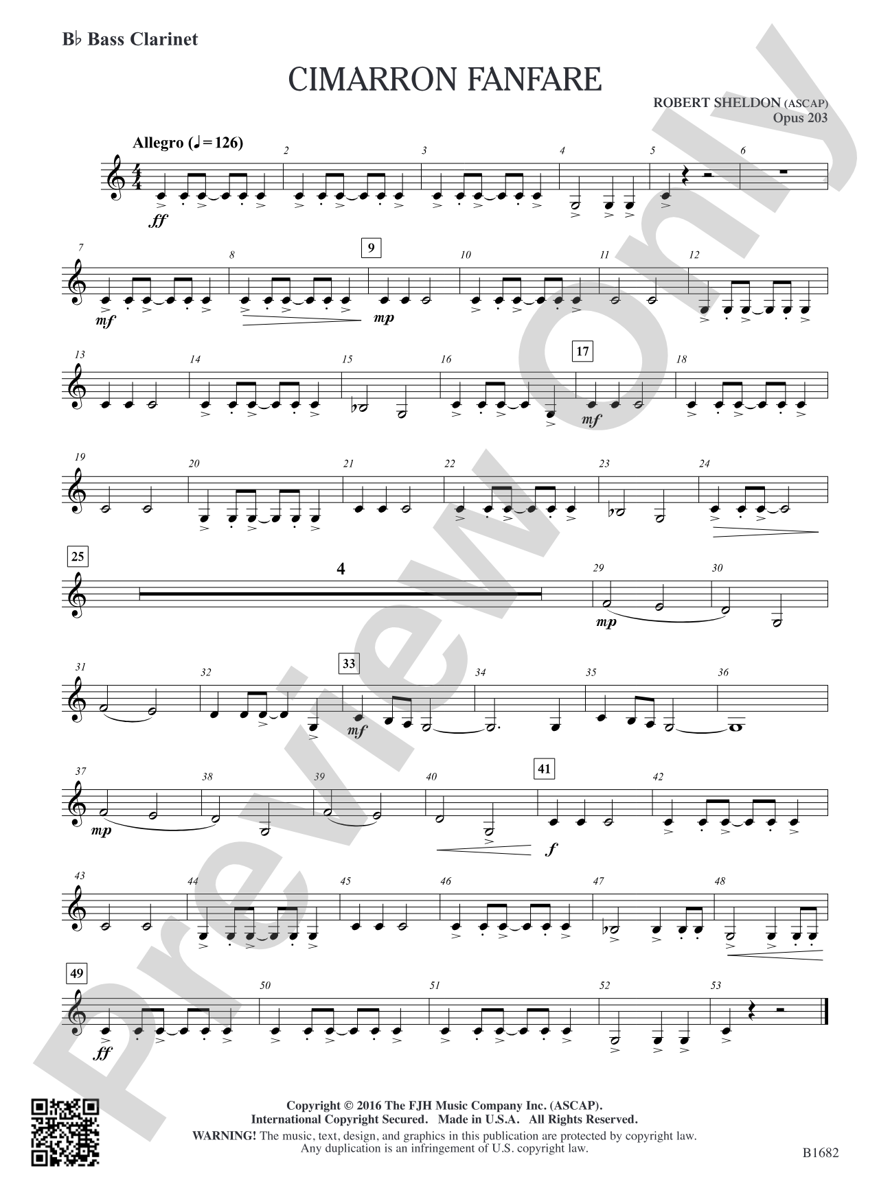 Cimarron Fanfare: B-flat Bass Clarinet