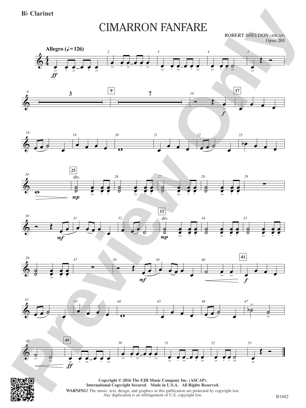 Cimarron Fanfare: B-flat Clarinet