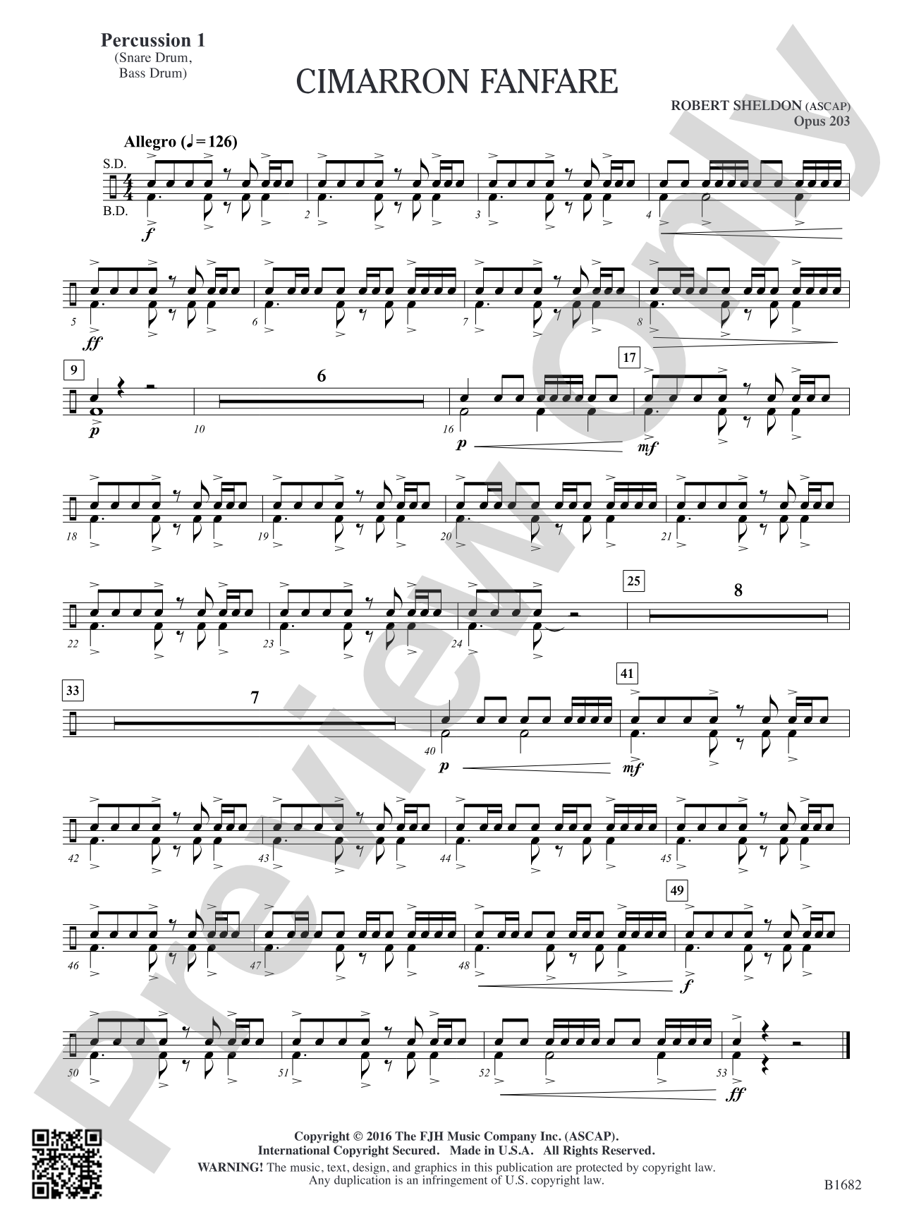 Cimarron Fanfare: Percussion 1