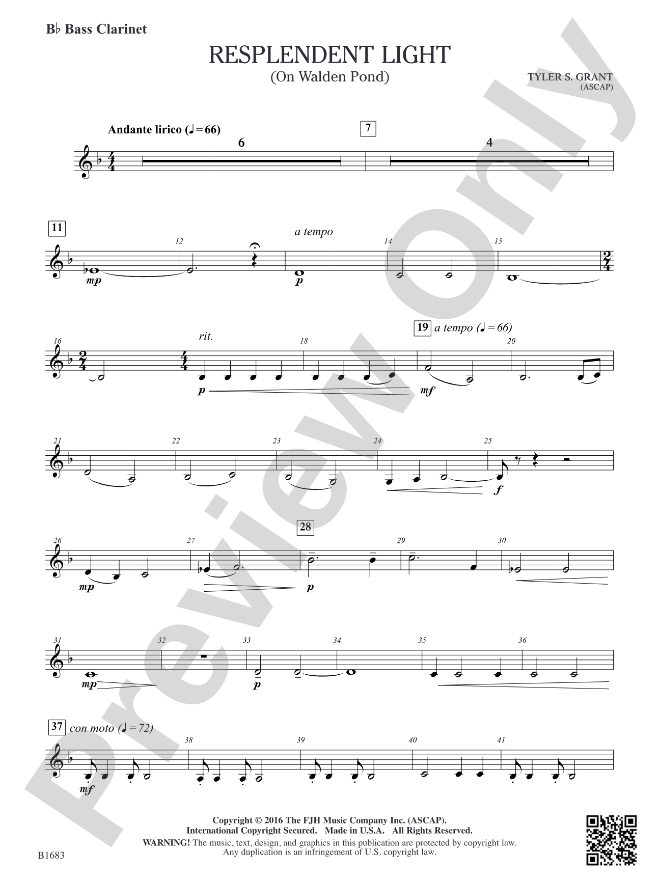 Resplendent Light: B-flat Bass Clarinet