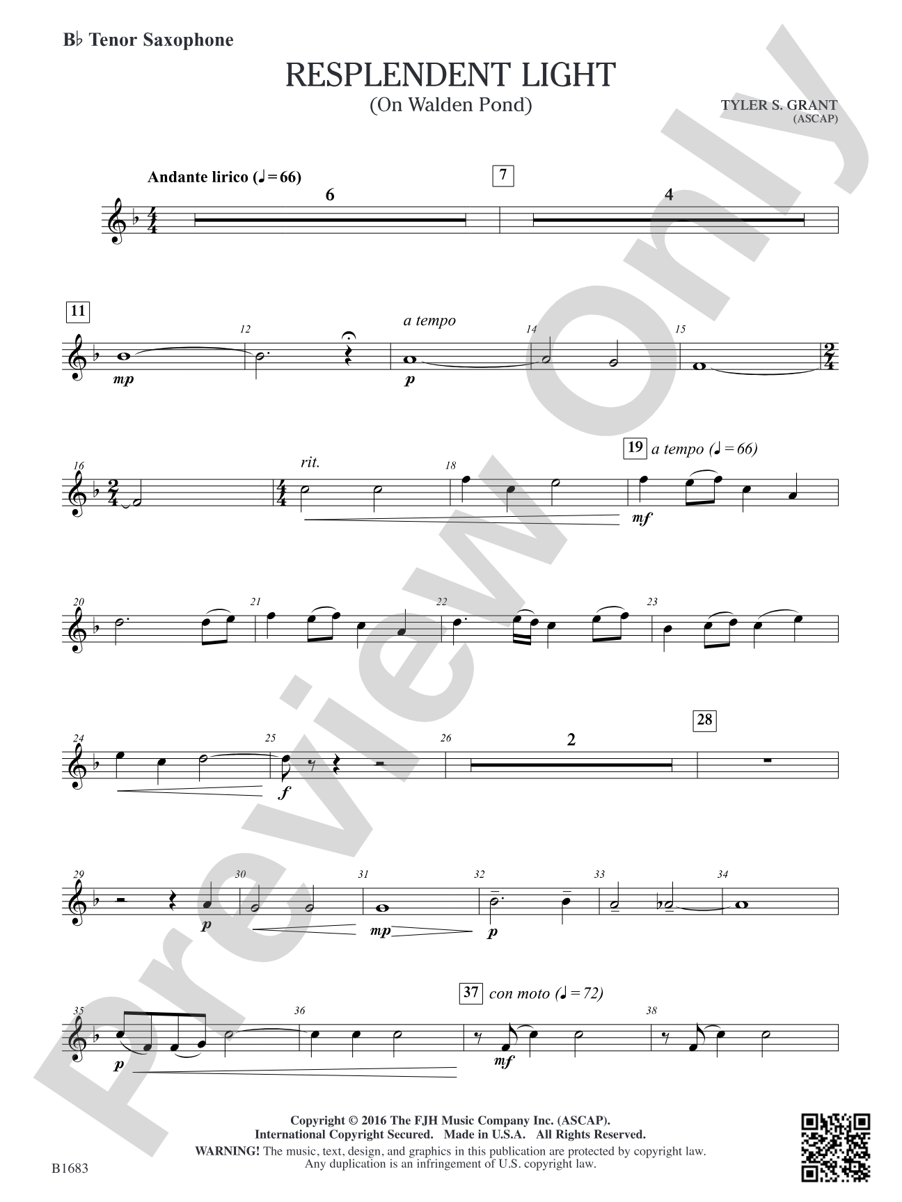 Resplendent Light: B-flat Tenor Saxophone