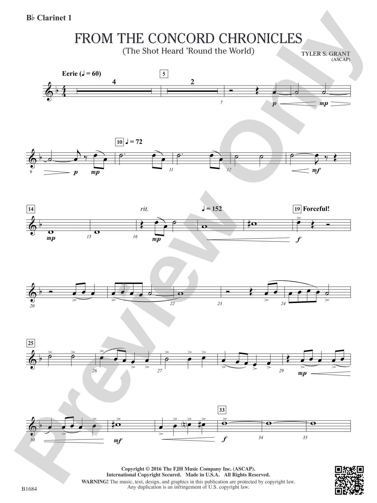 From the Concord Chronicles: B-flat Clarinet 1