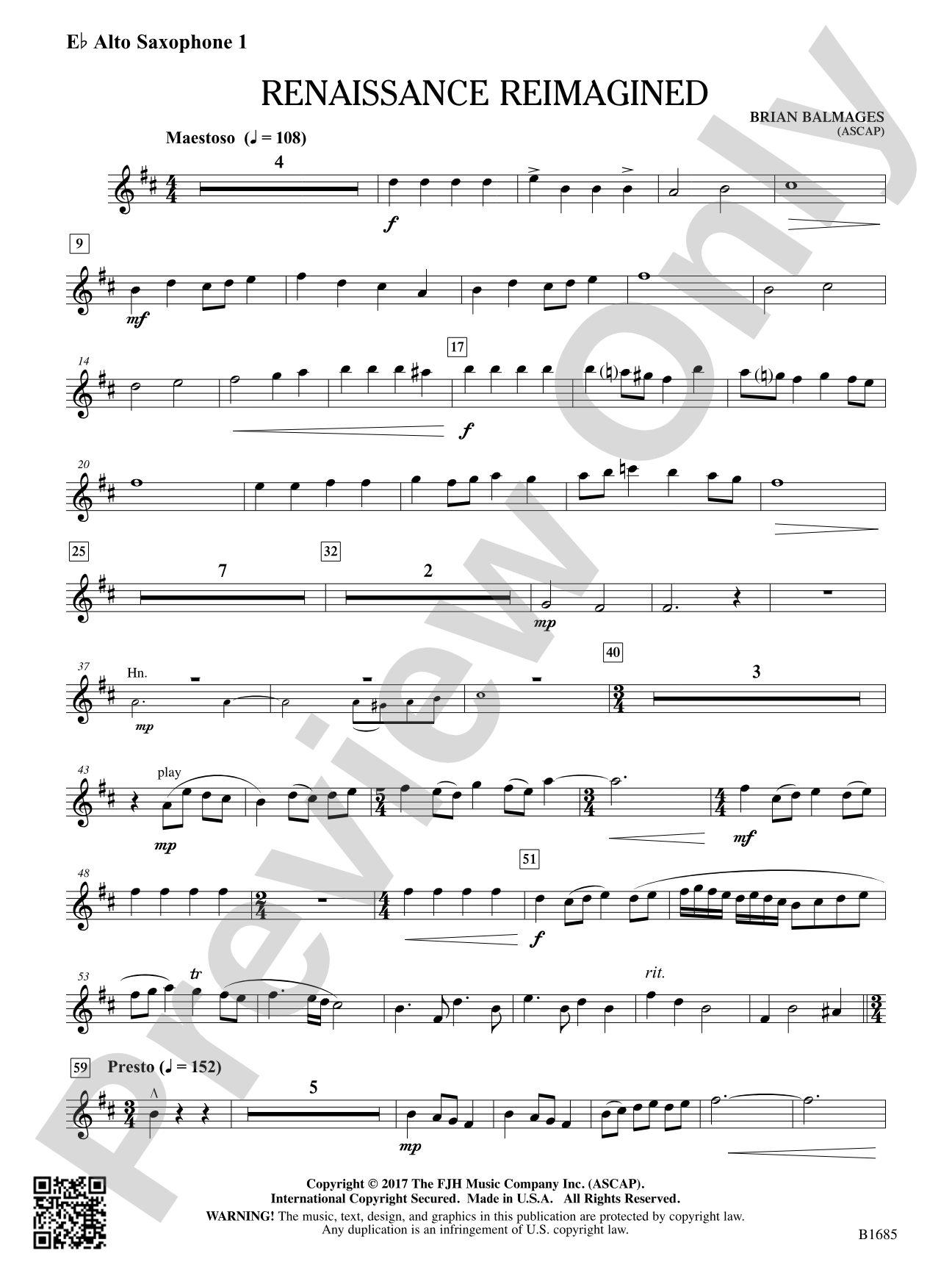 Renaissance Reimagined: E-flat Alto Saxophone 1