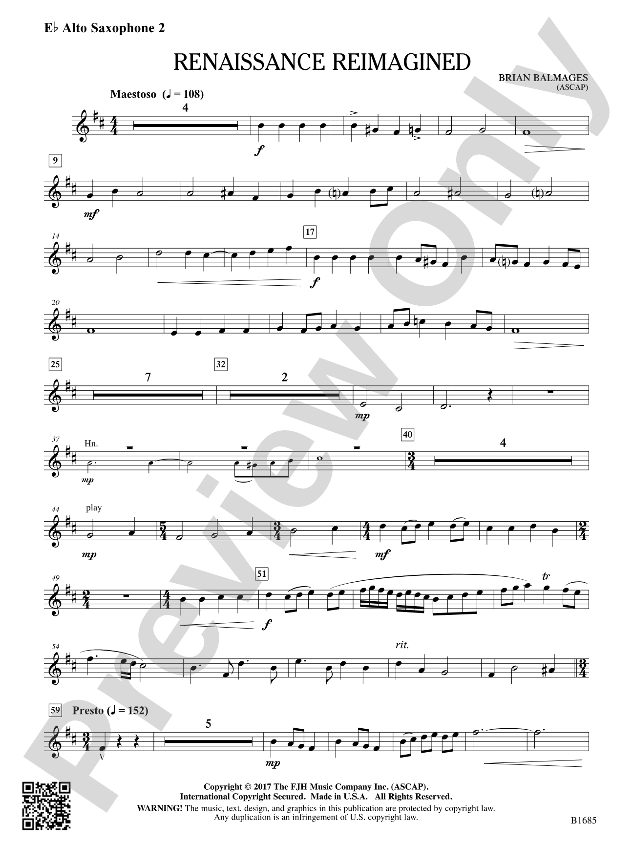 Renaissance Reimagined: E-flat Alto Saxophone 2