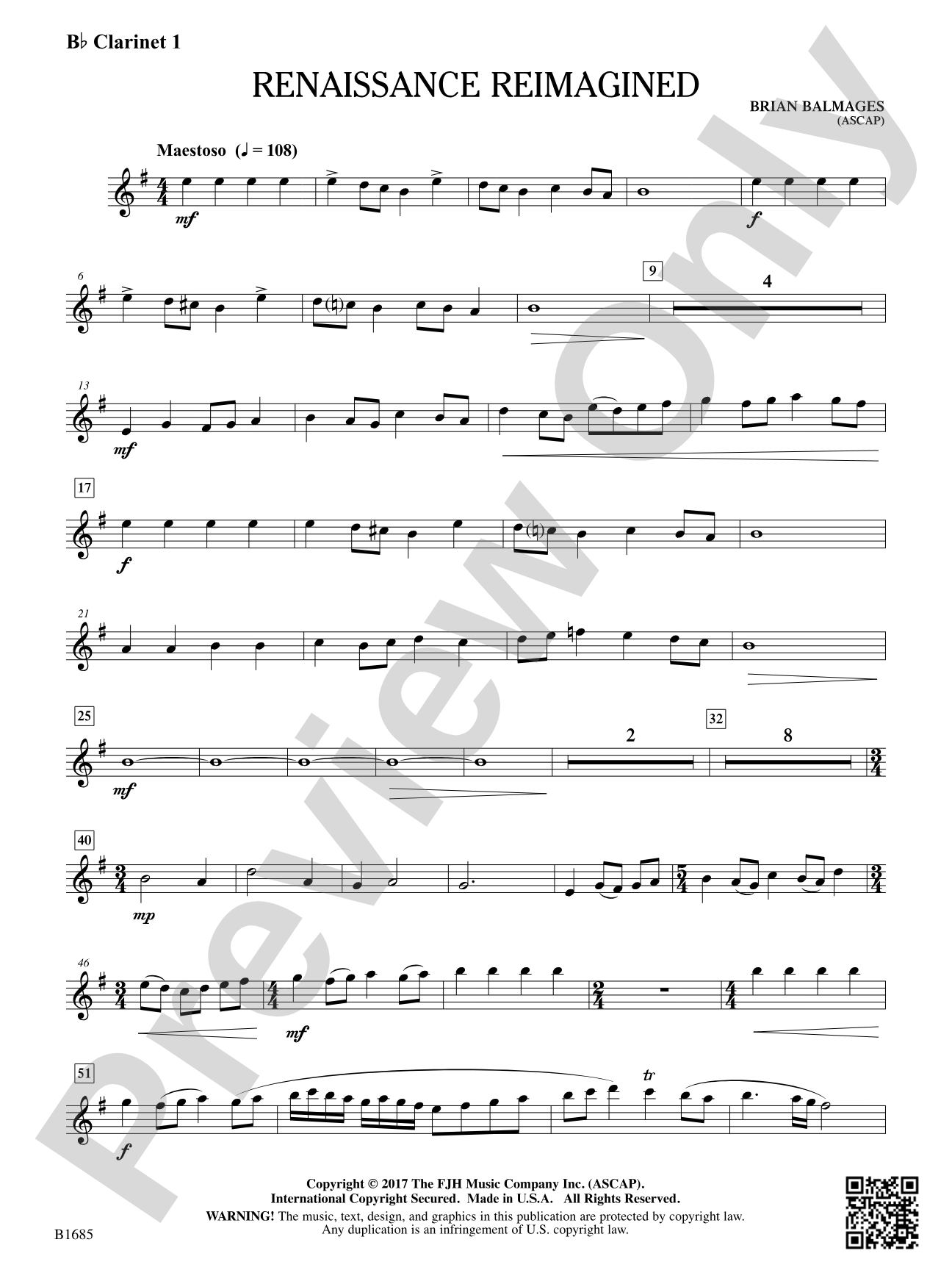 Renaissance Reimagined: B-flat Clarinet 1