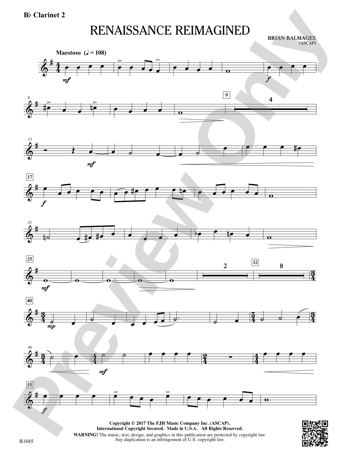 Renaissance Reimagined: B-flat Clarinet 2