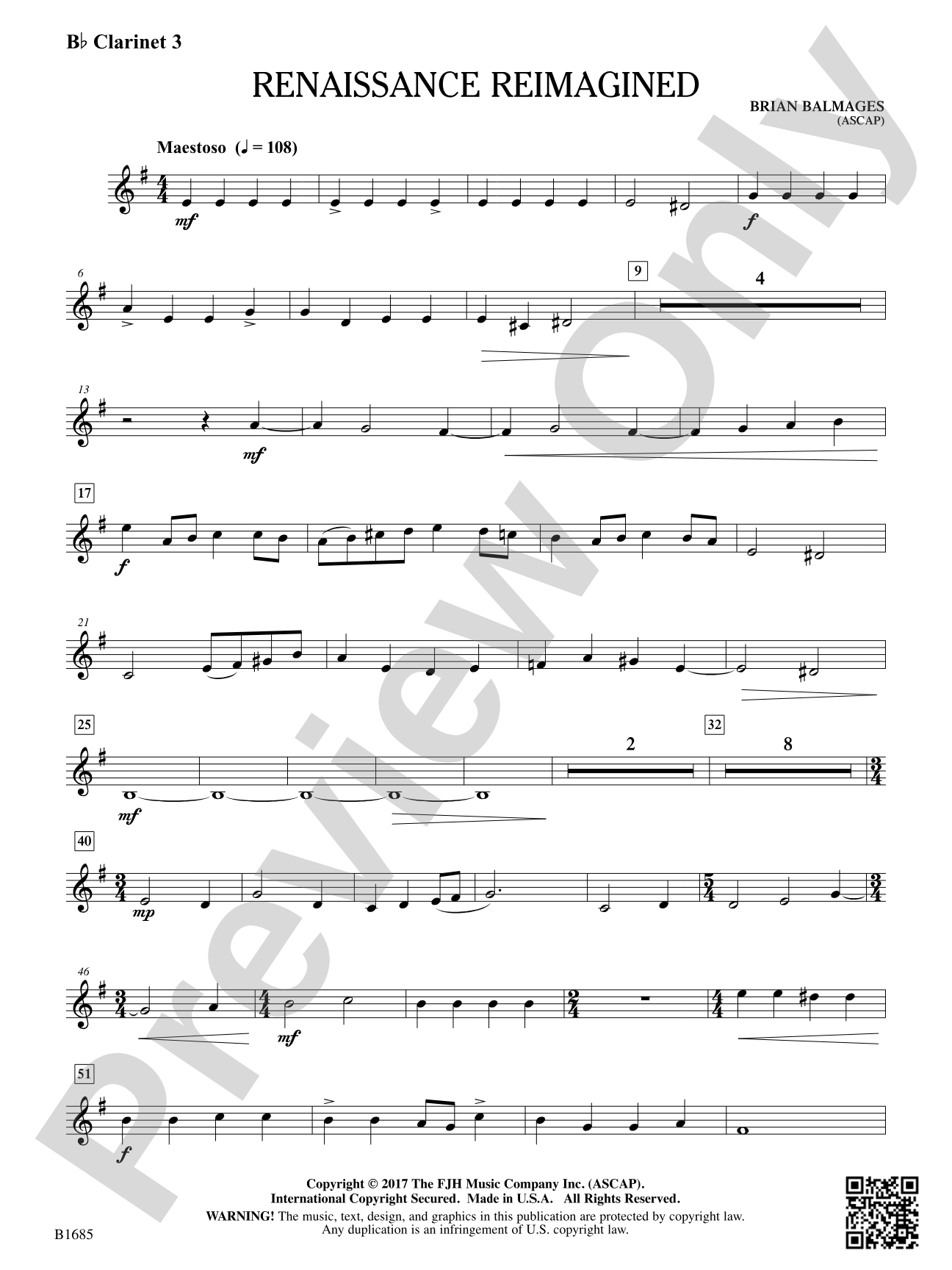 Renaissance Reimagined: B-flat Clarinet 3