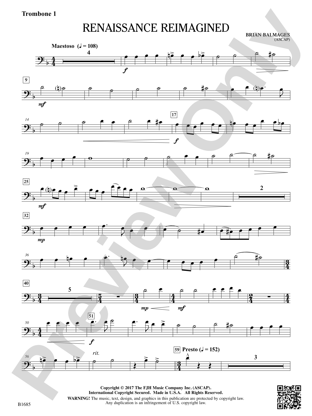 Renaissance Reimagined: Trombone 1