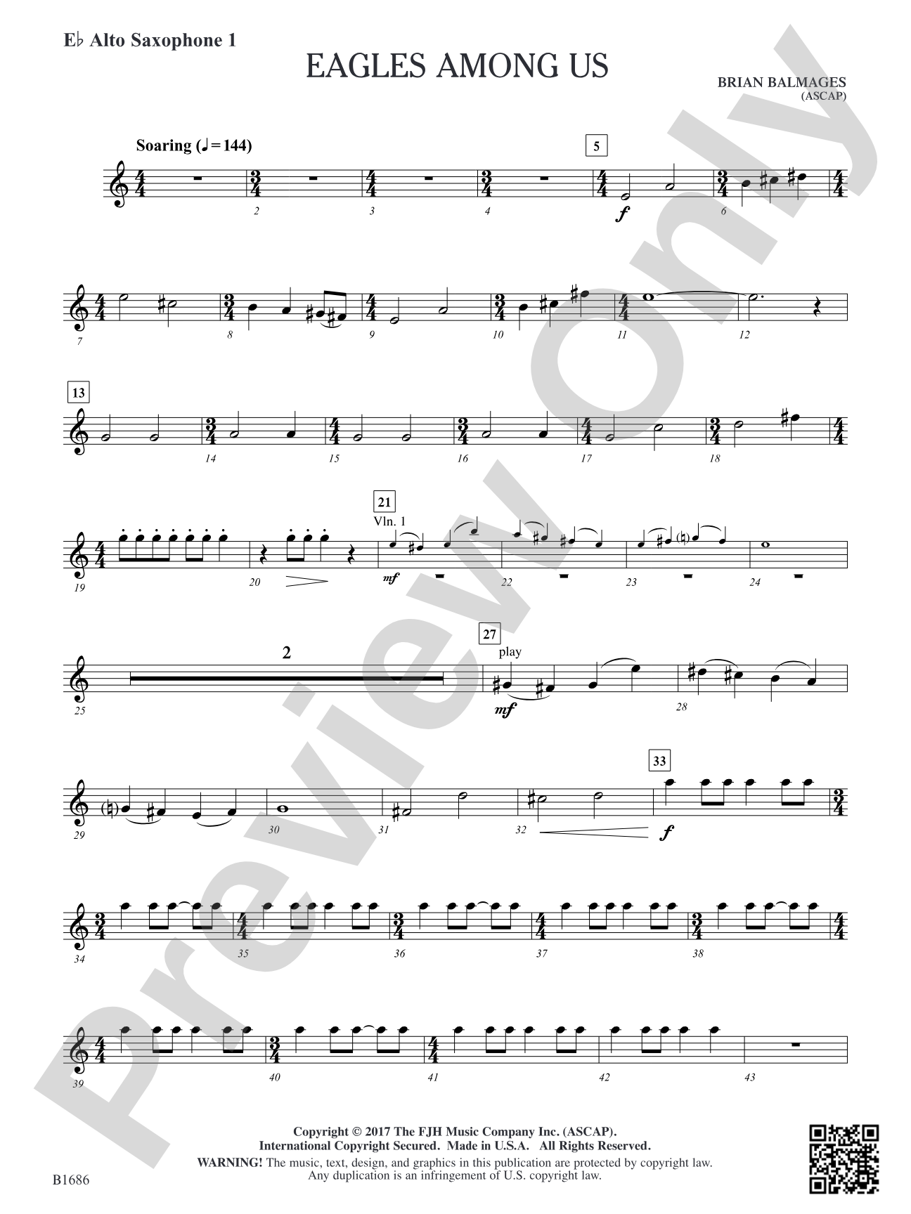 Eagles Among Us: E-flat Alto Saxophone 1