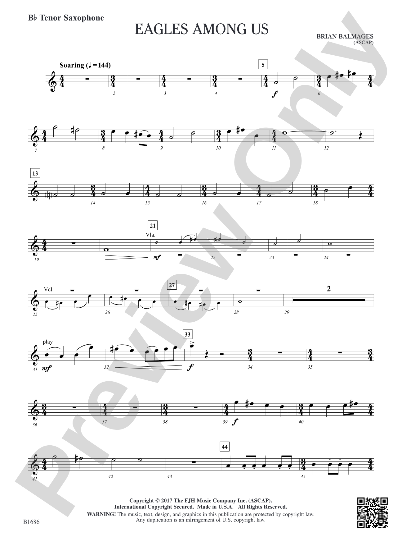 Eagles Among Us: B-flat Tenor Saxophone