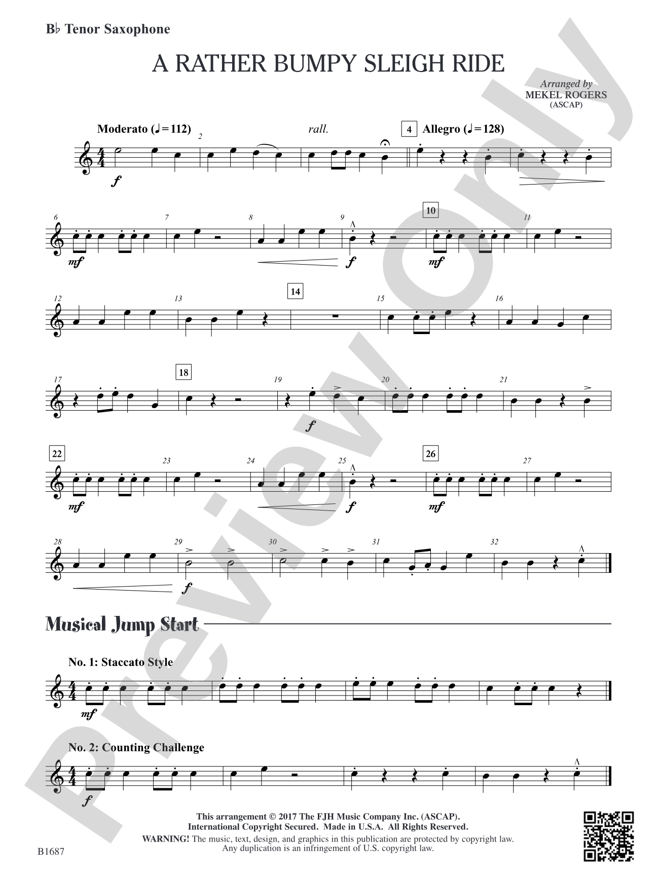 A Rather Bumpy Sleigh Ride: B-flat Tenor Saxophone