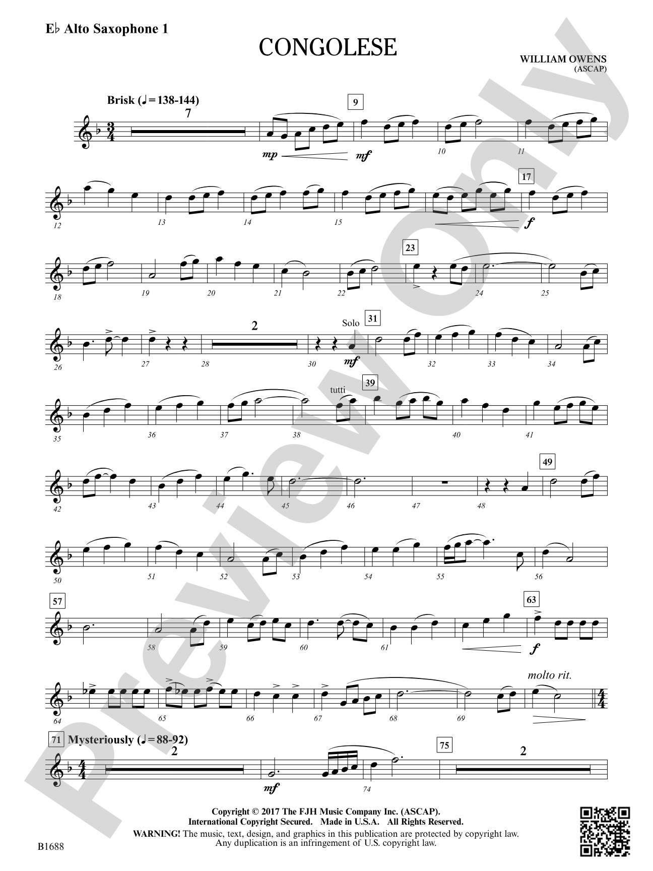 Congolese: E-flat Alto Saxophone 1