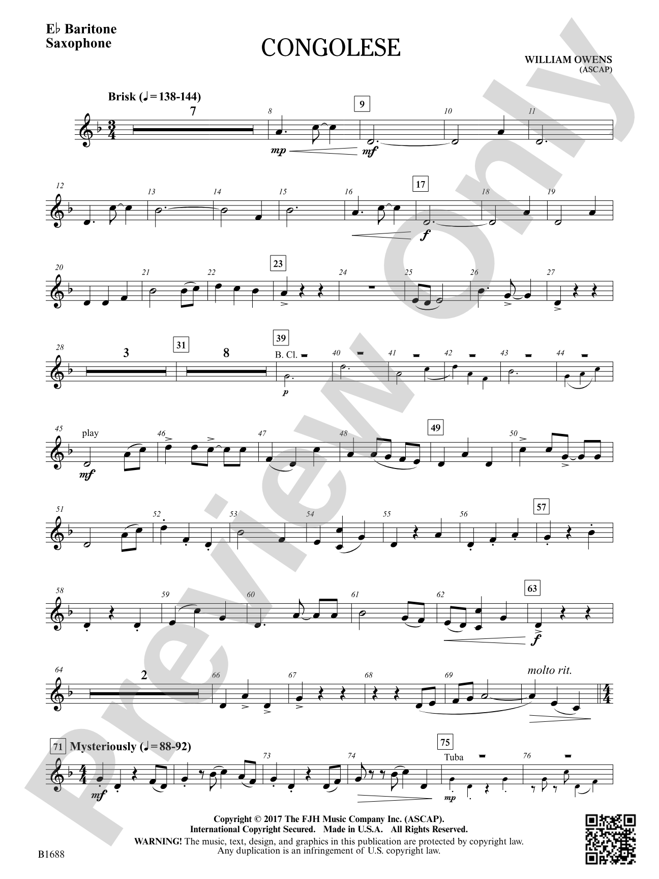 Congolese: E-flat Baritone Saxophone