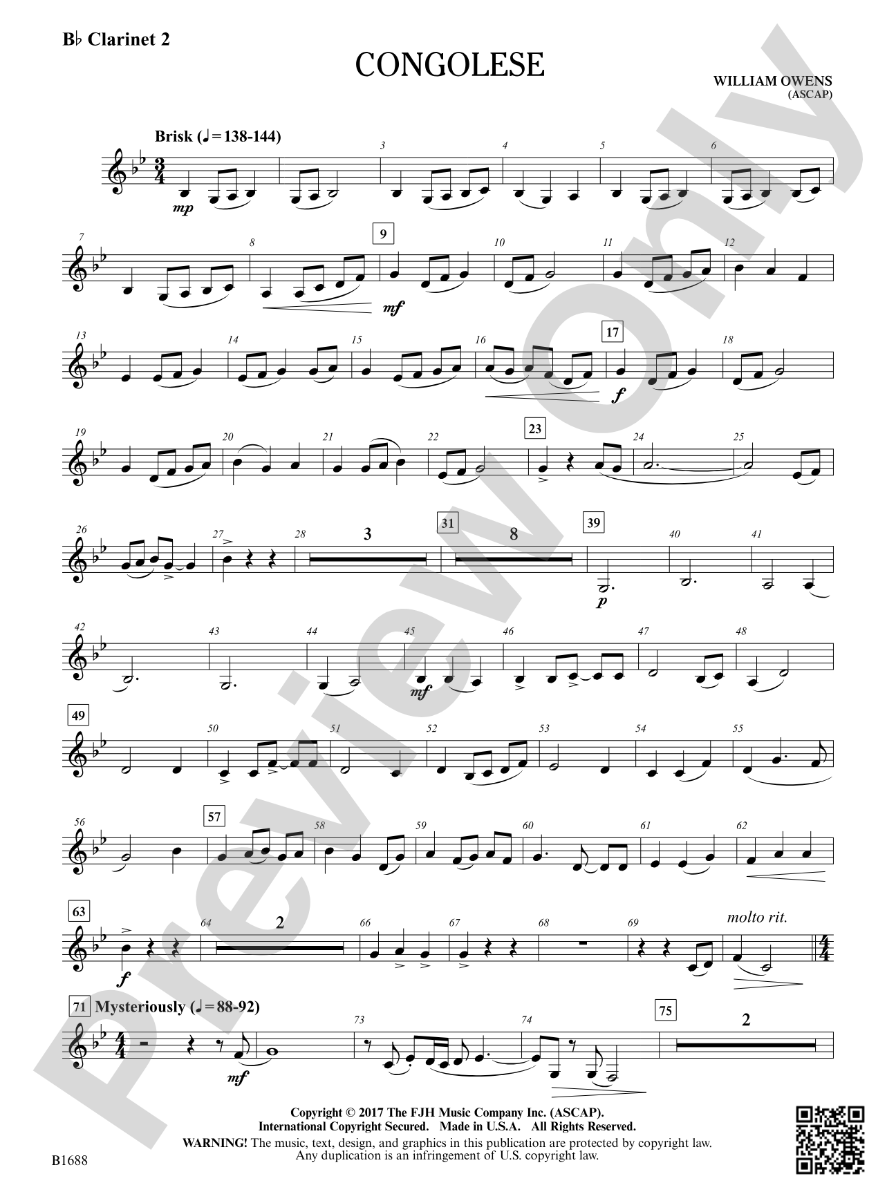 Congolese: B-flat Clarinet 2