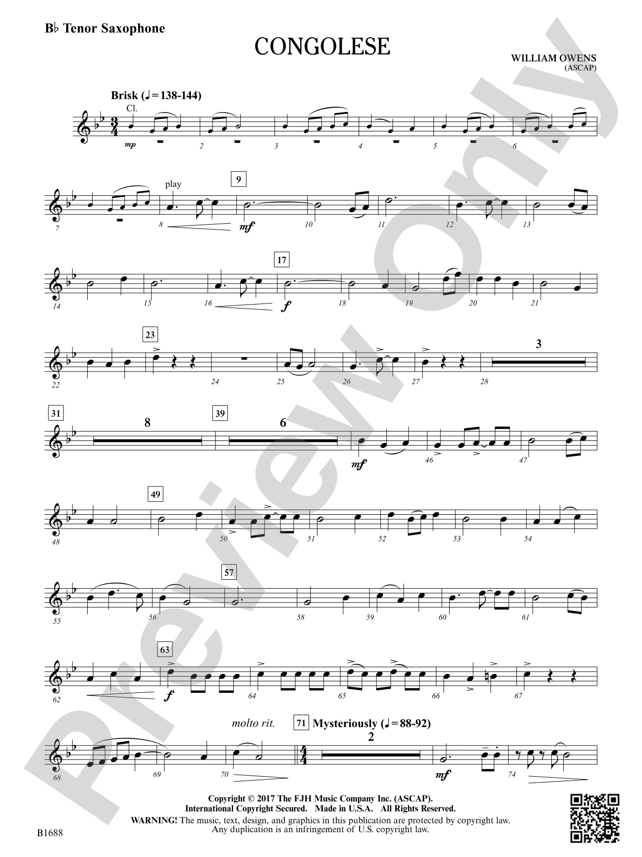 Congolese: B-flat Tenor Saxophone