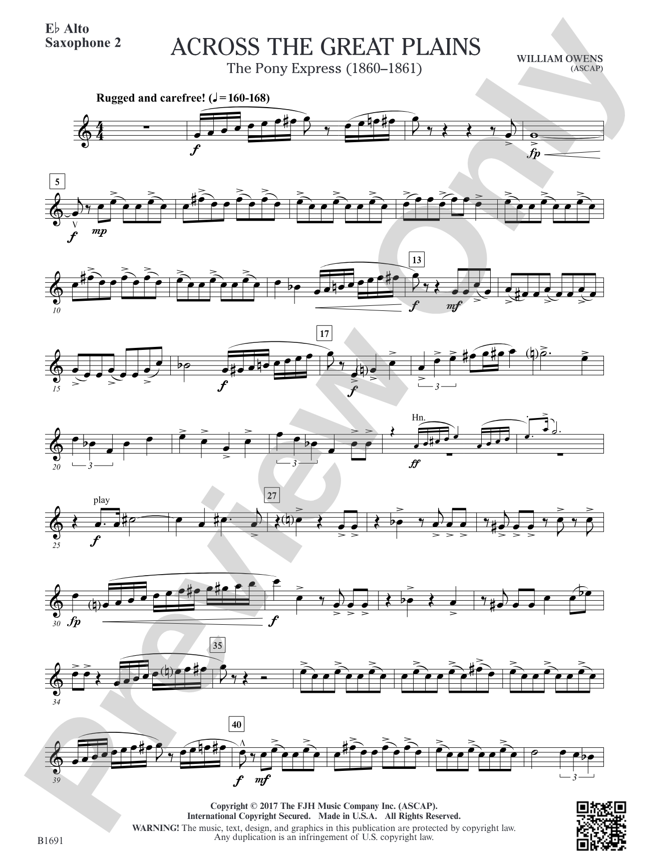 Across The Great Plains: E-flat Alto Saxophone 2