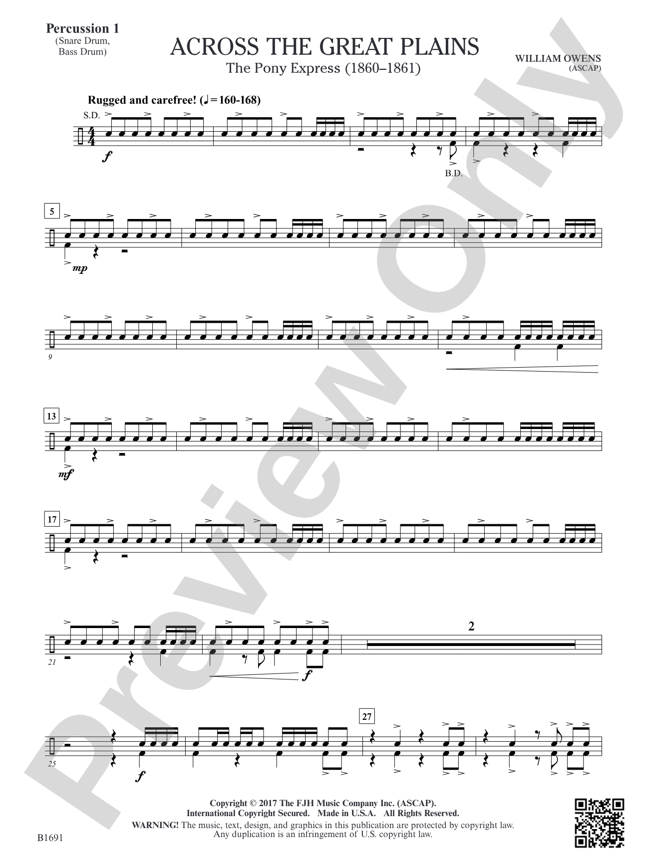 Across The Great Plains: Percussion 1