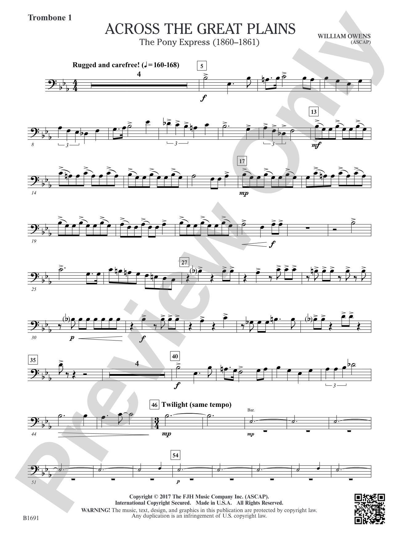 Across The Great Plains: Trombone 1