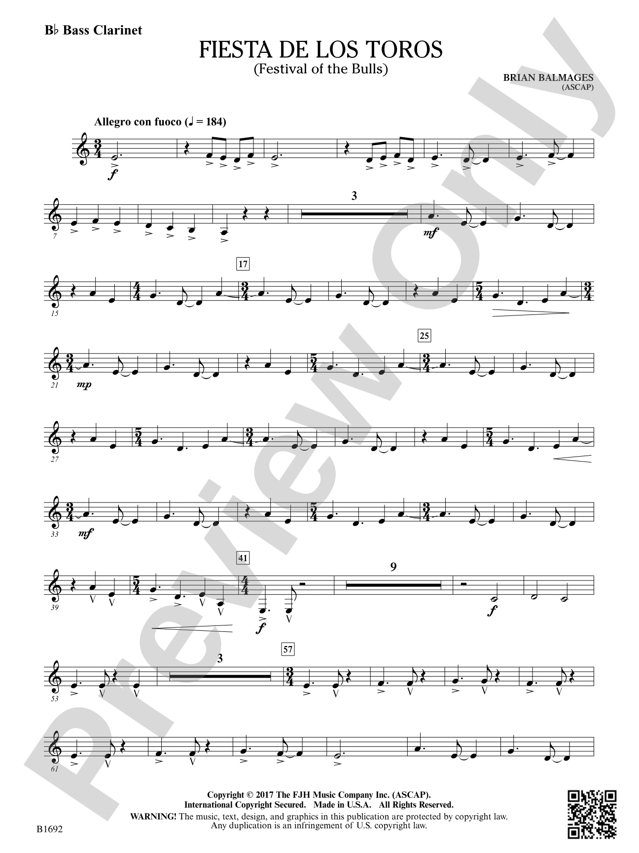 Fiesta de los Toros: B-flat Bass Clarinet