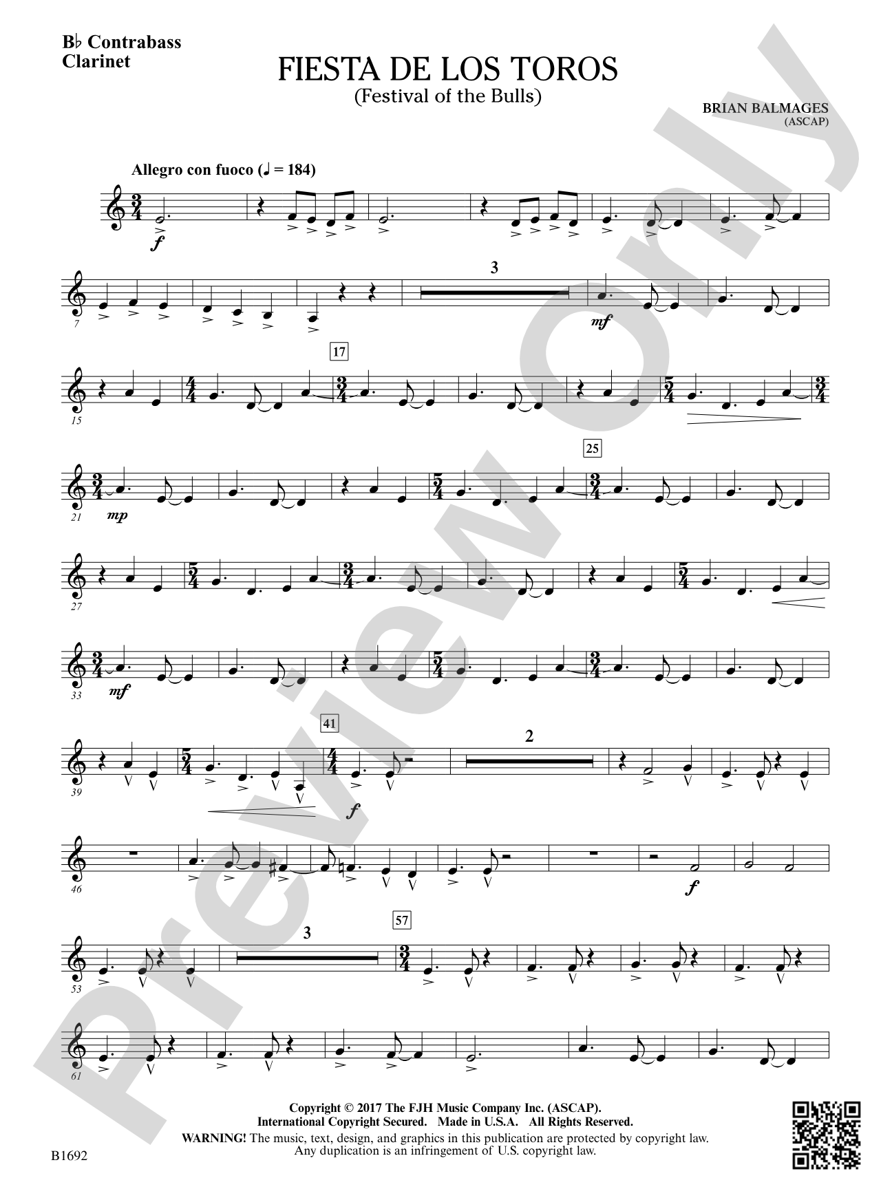 Fiesta de los Toros: B-flat Contrabass Clarinet