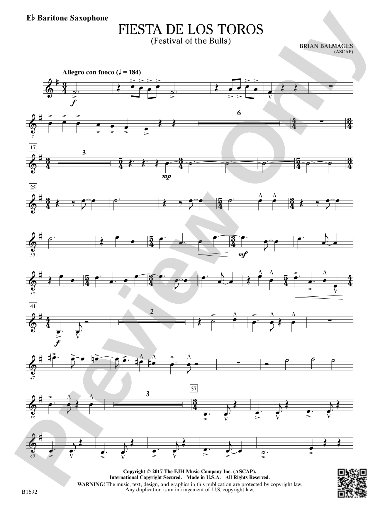 Fiesta de los Toros: E-flat Baritone Saxophone