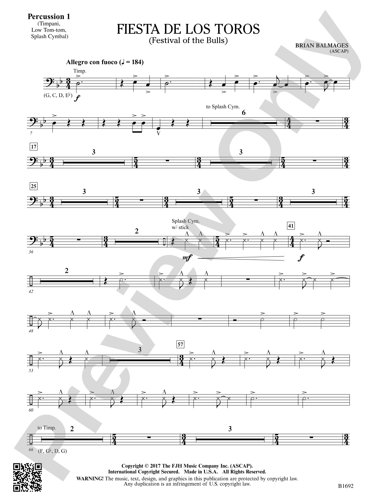 Fiesta de los Toros: Percussion 1