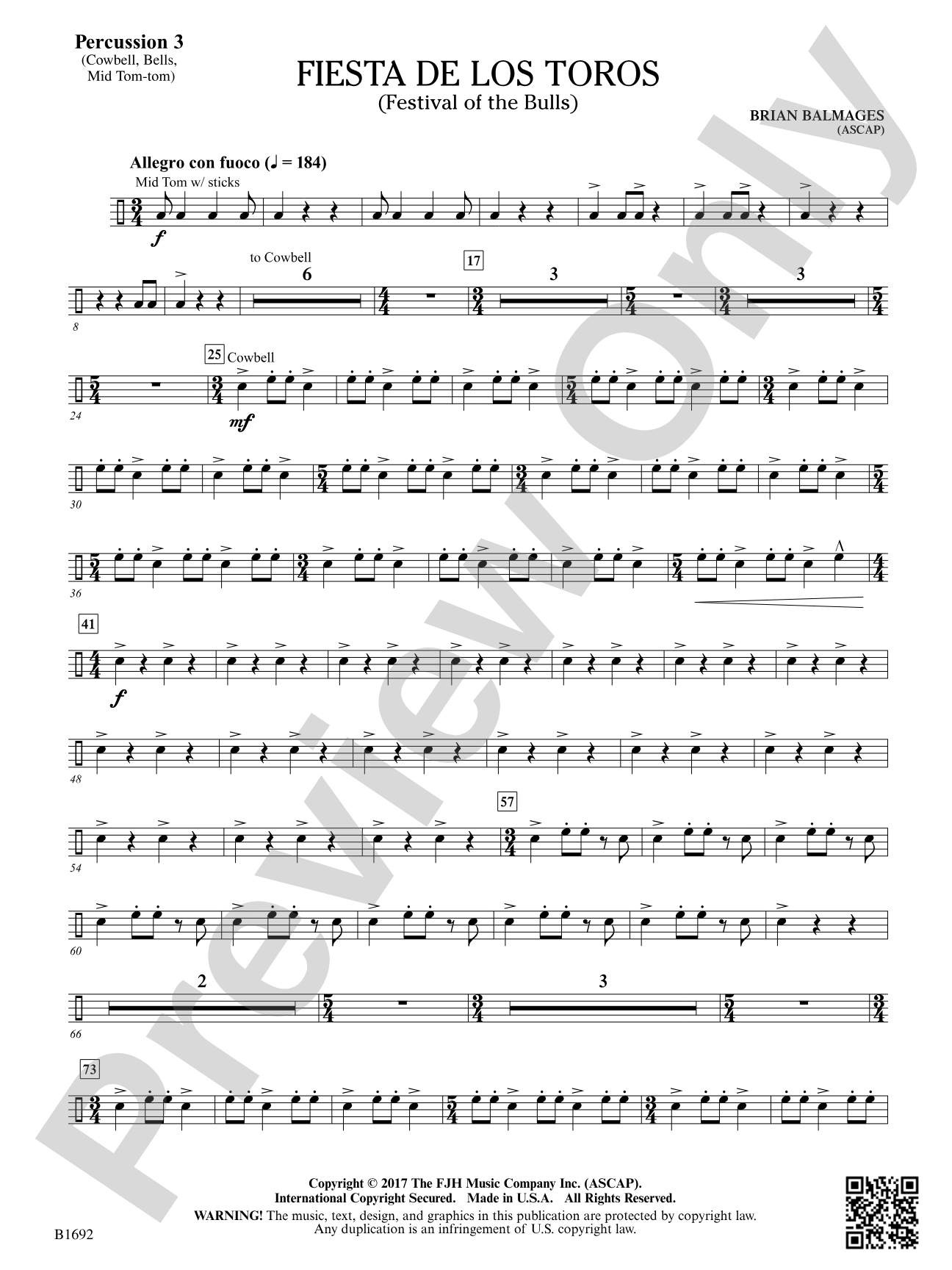 Fiesta de los Toros: Percussion 3