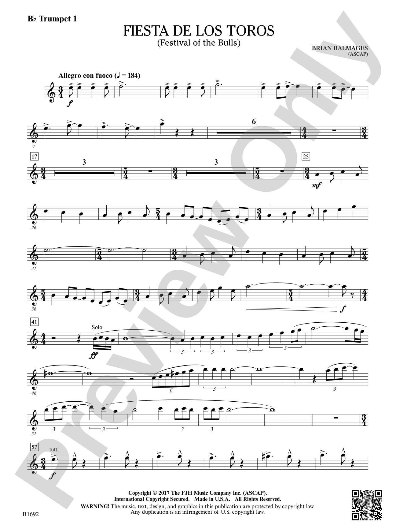 Fiesta de los Toros: B-flat Trumpet 1