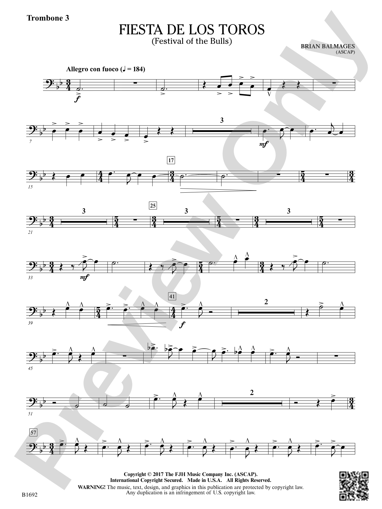 Fiesta de los Toros: Trombone 3