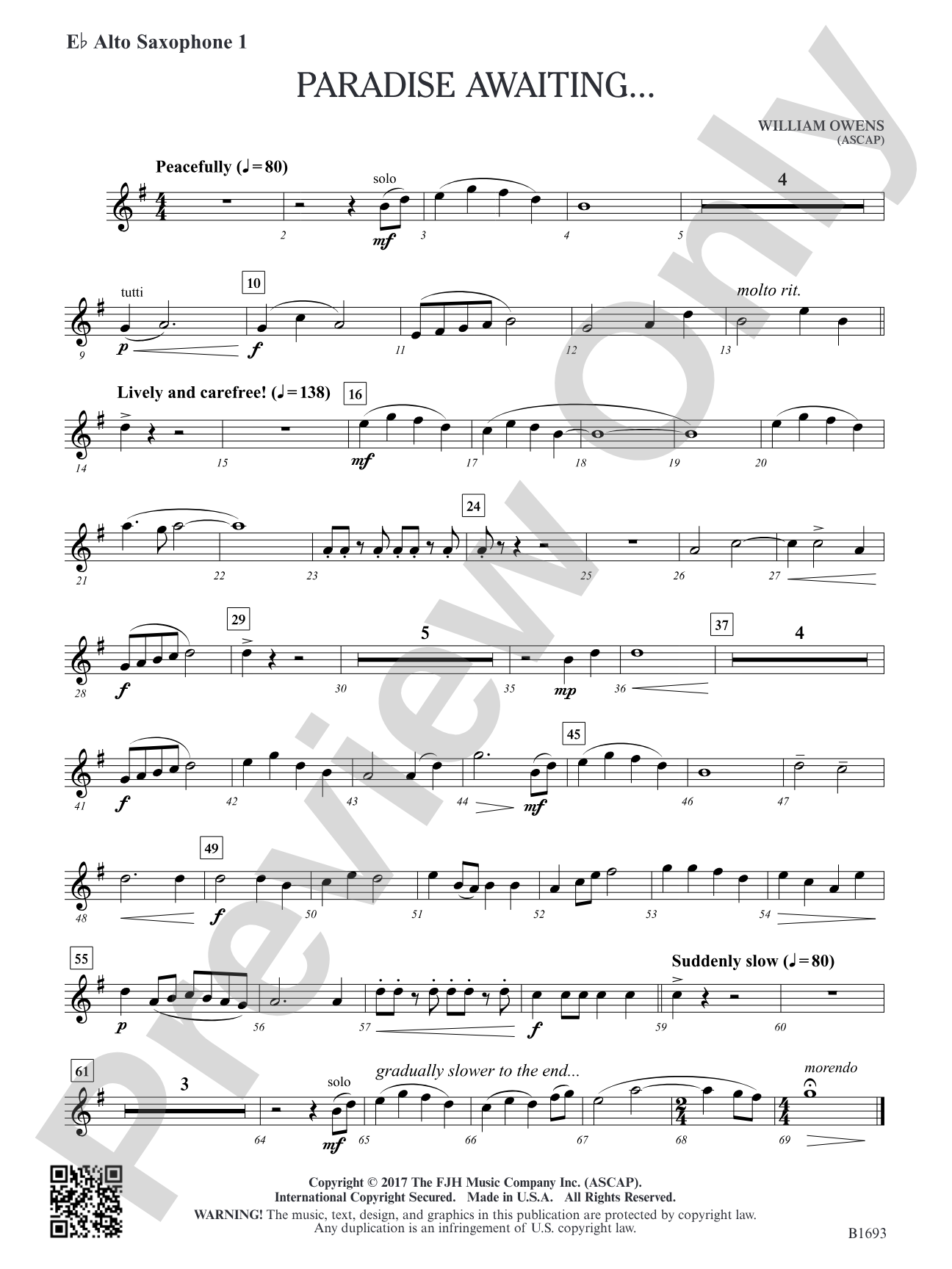 Paradise Awaiting...: E-flat Alto Saxophone 1