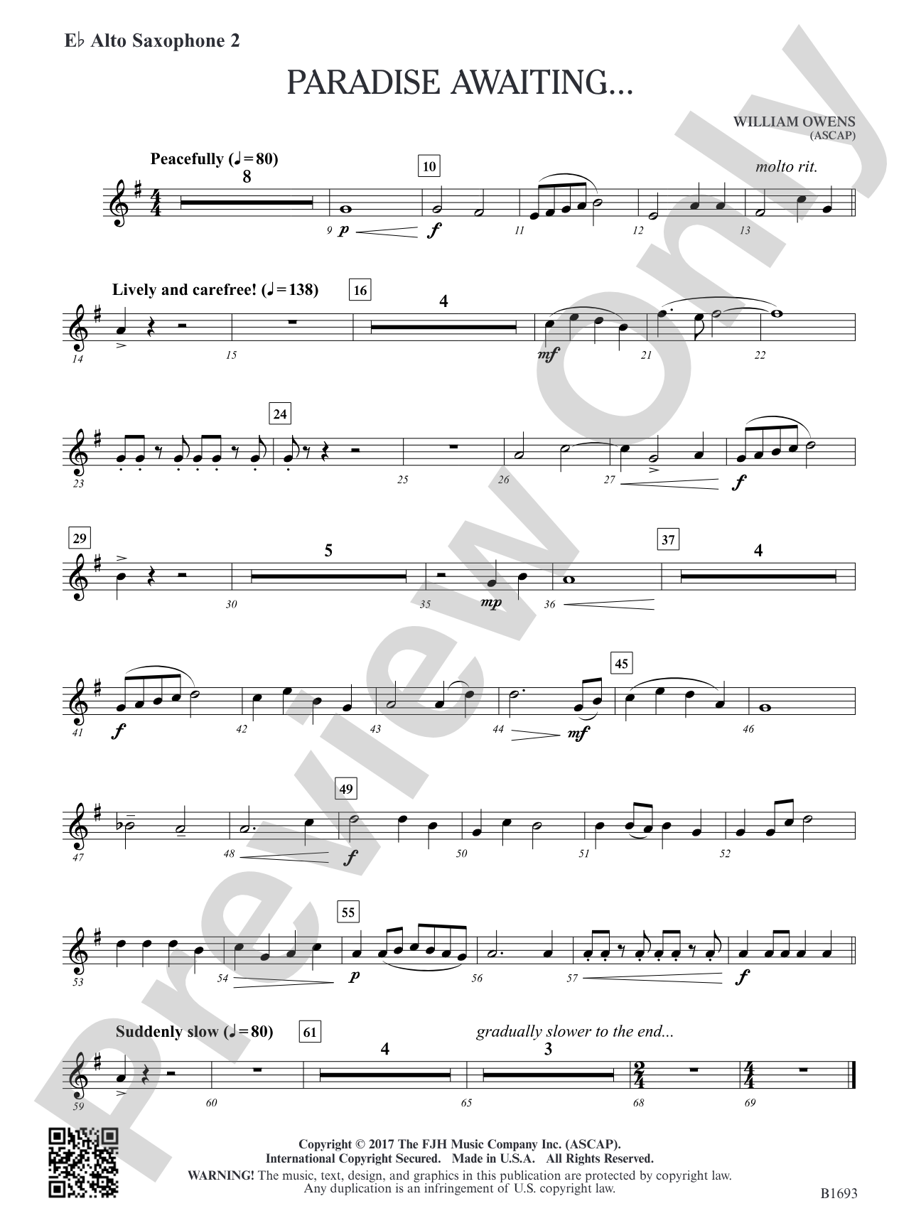 Paradise Awaiting...: E-flat Alto Saxophone 2