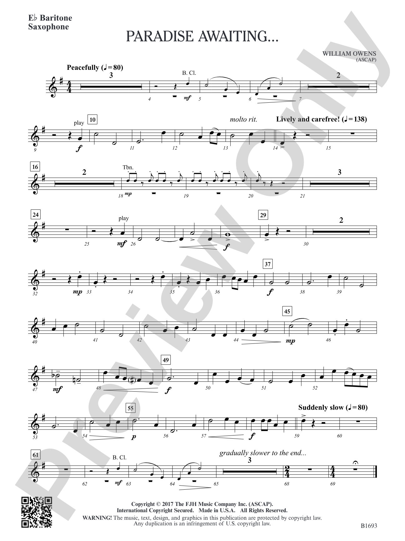 Paradise Awaiting...: E-flat Baritone Saxophone