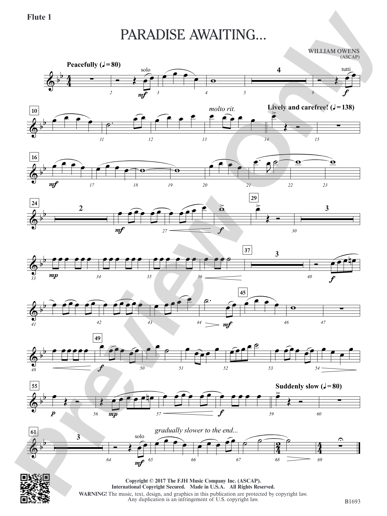 Paradise Awaiting...: Flute 1