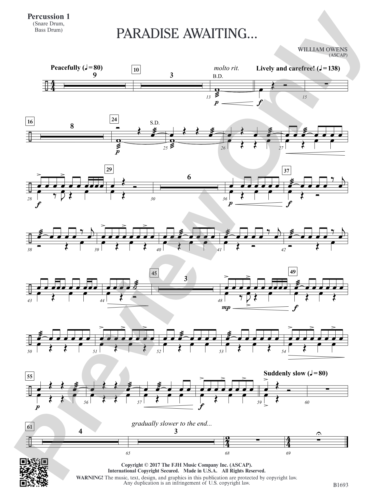 Paradise Awaiting...: Percussion 1