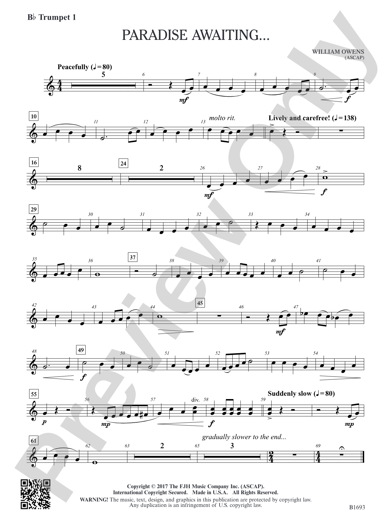 Paradise Awaiting...: B-flat Trumpet 1