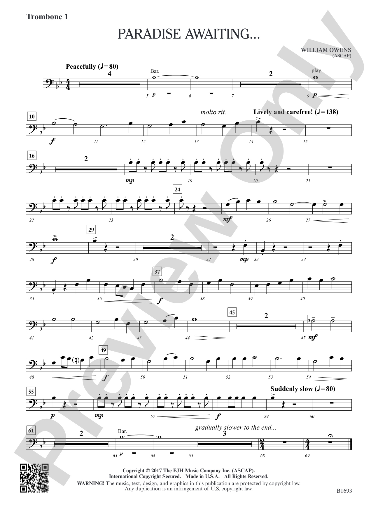 Paradise Awaiting...: Trombone 1