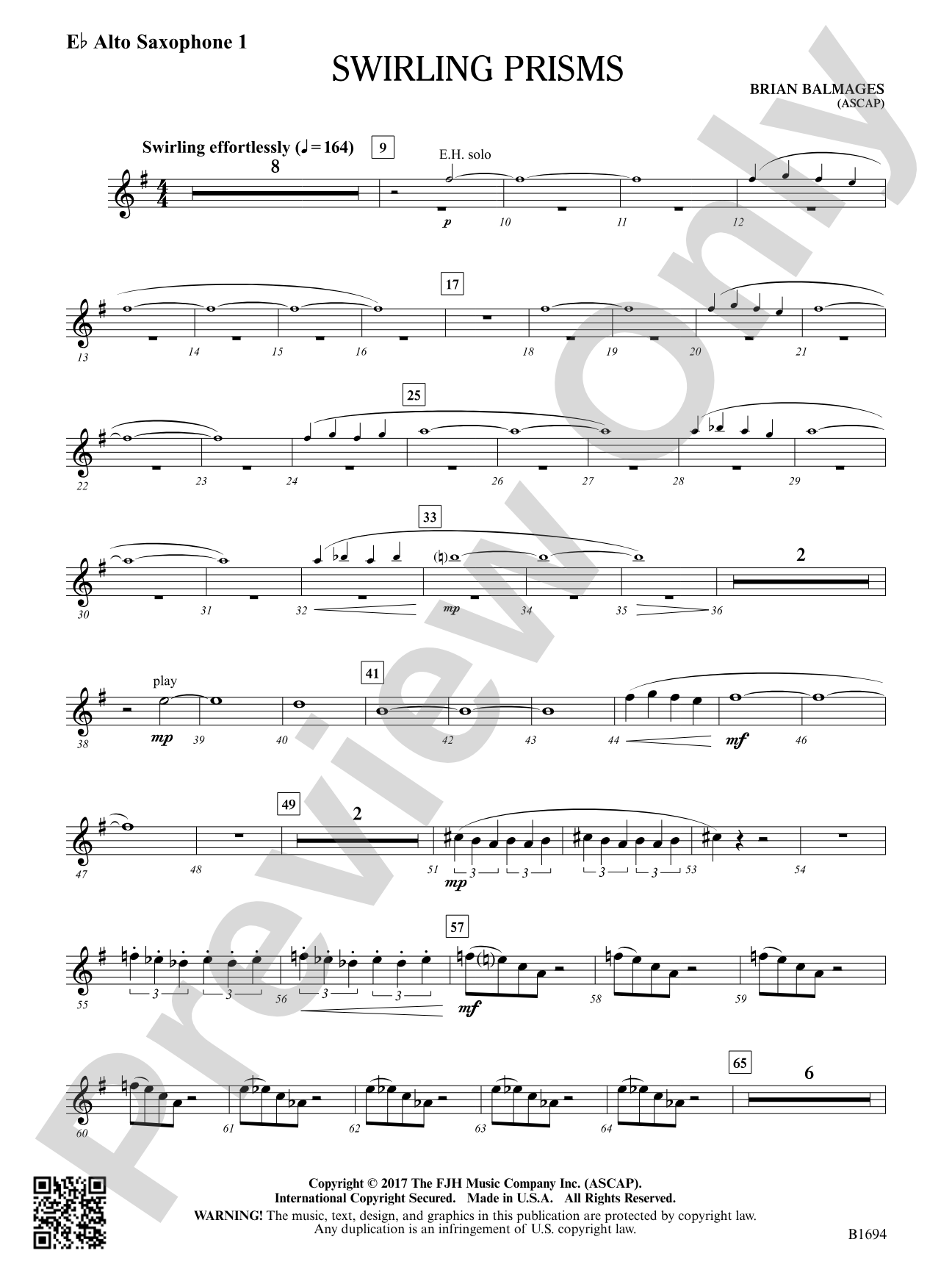 Swirling Prisms: E-flat Alto Saxophone 1