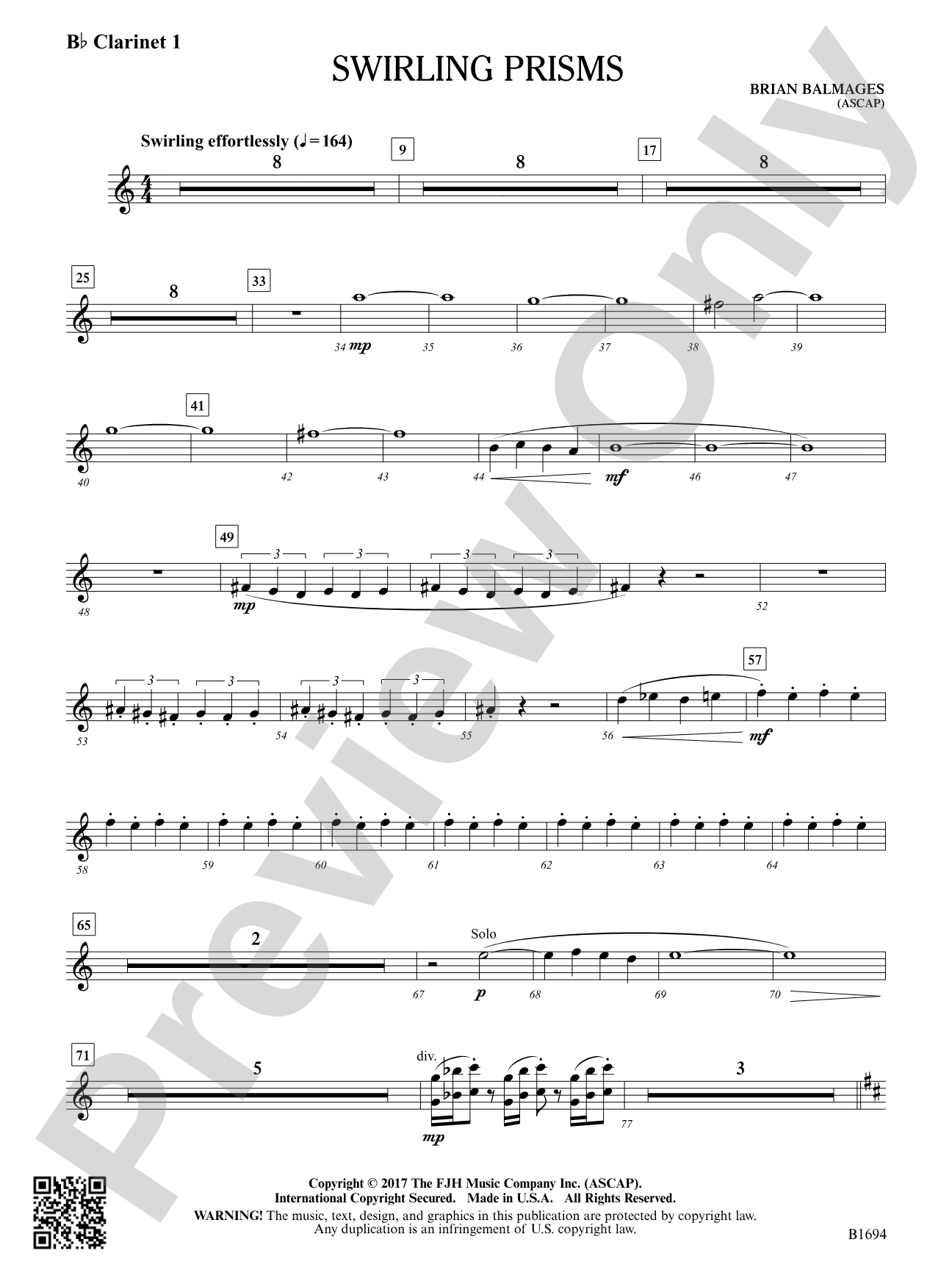 Swirling Prisms: B-flat Clarinet 1
