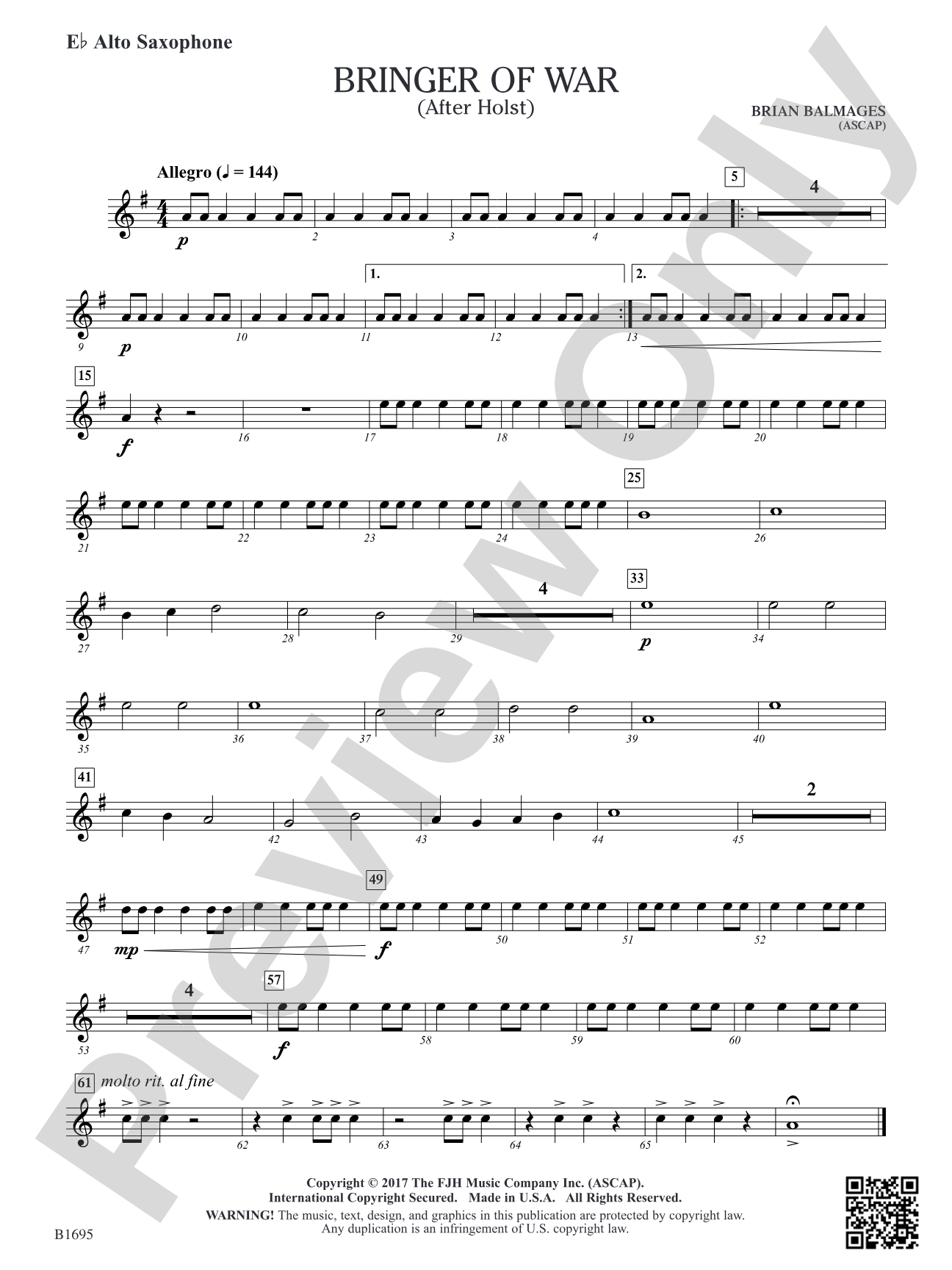 Bringer of War: E-flat Alto Saxophone