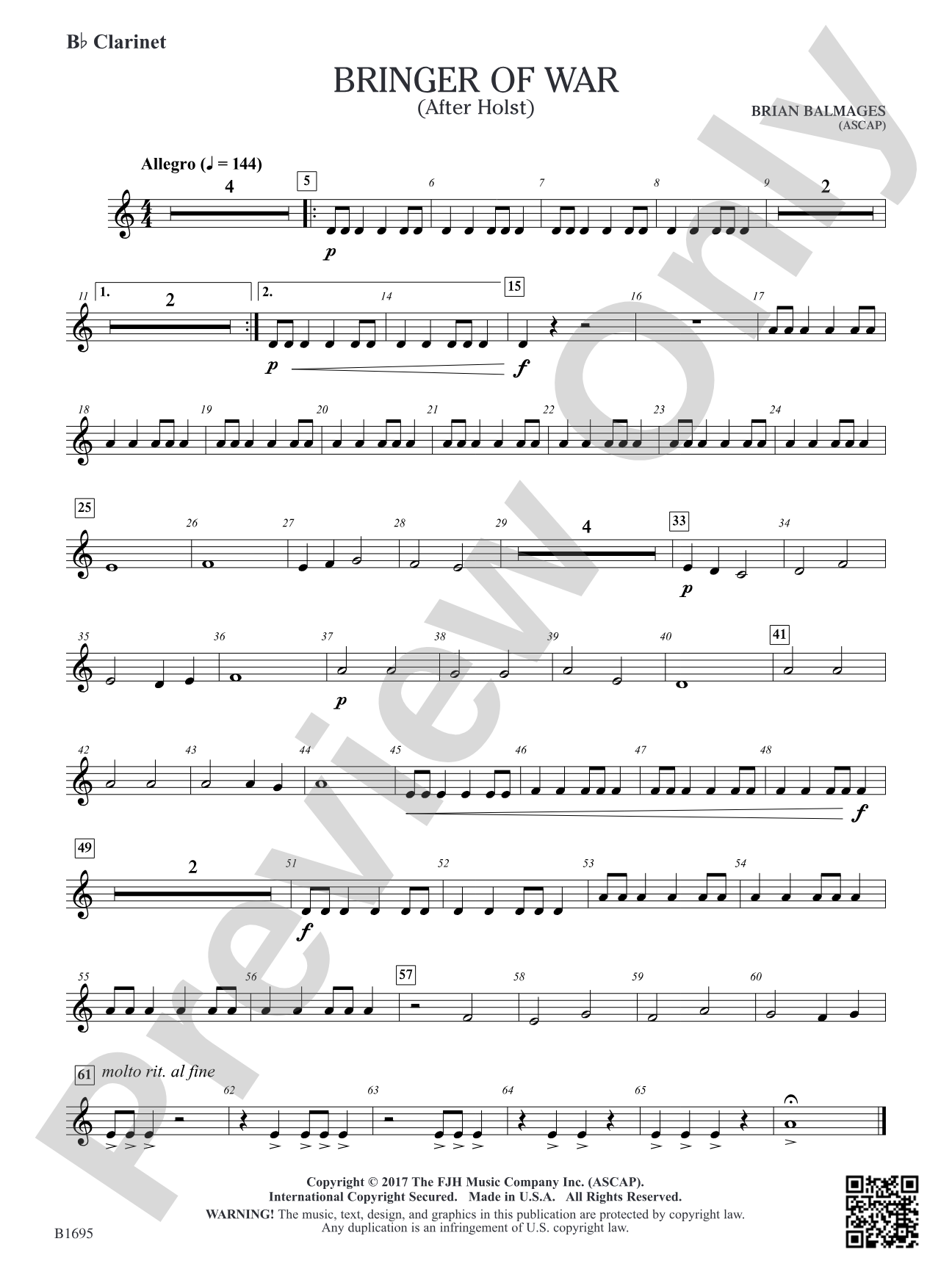 Bringer of War: B-flat Clarinet