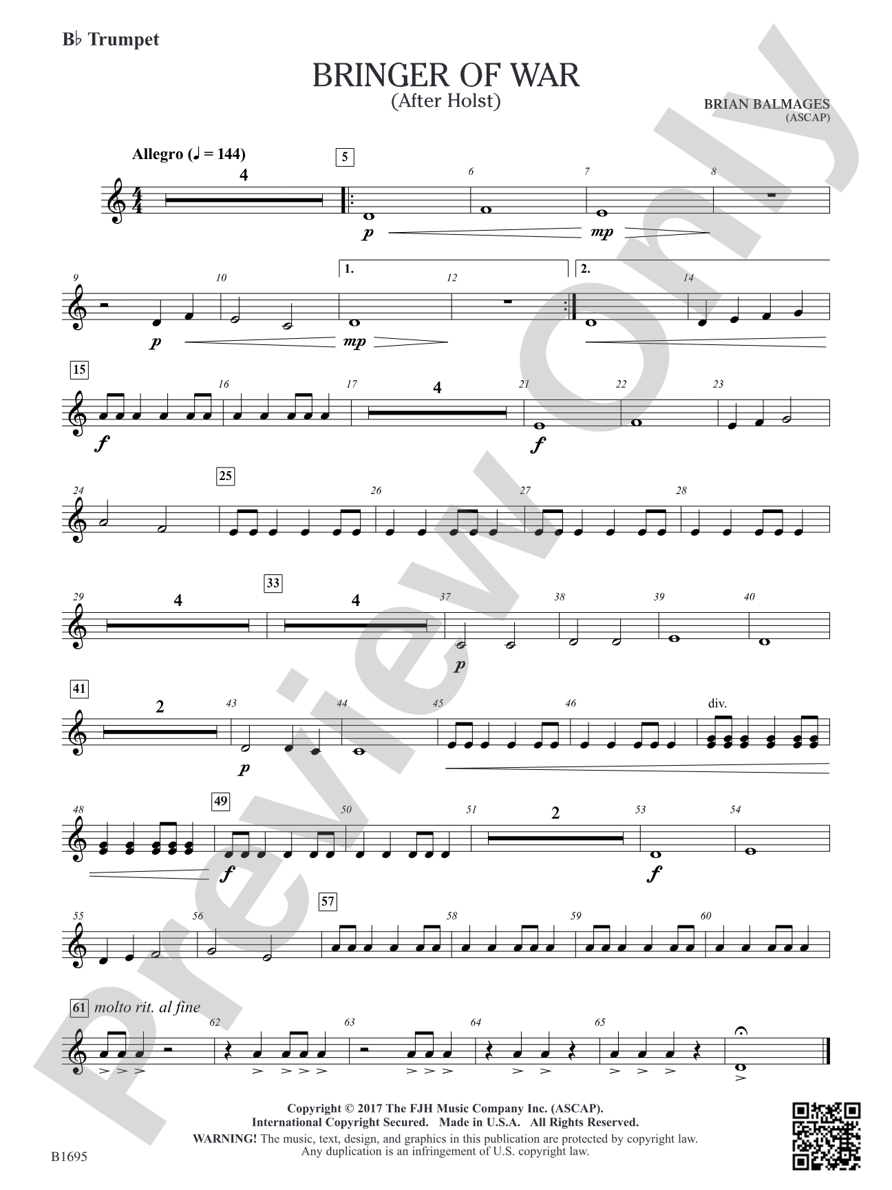 Bringer of War: B-flat Trumpet