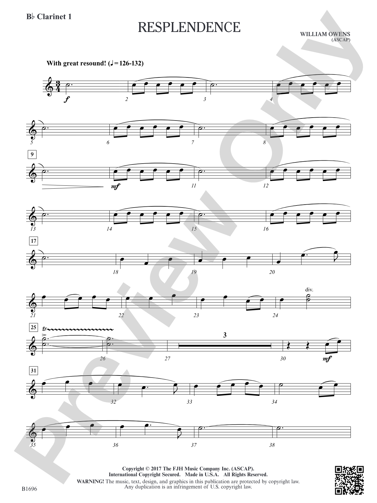 Resplendence: B-flat Clarinet 1