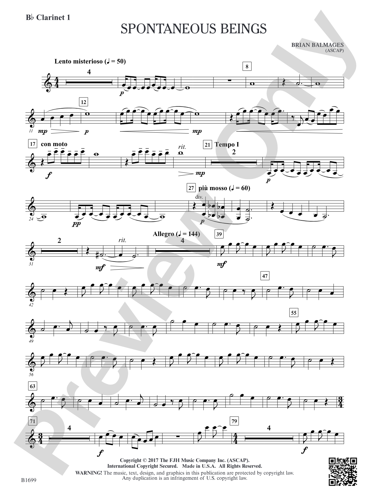 Spontaneous Beings: B-flat Clarinet 1