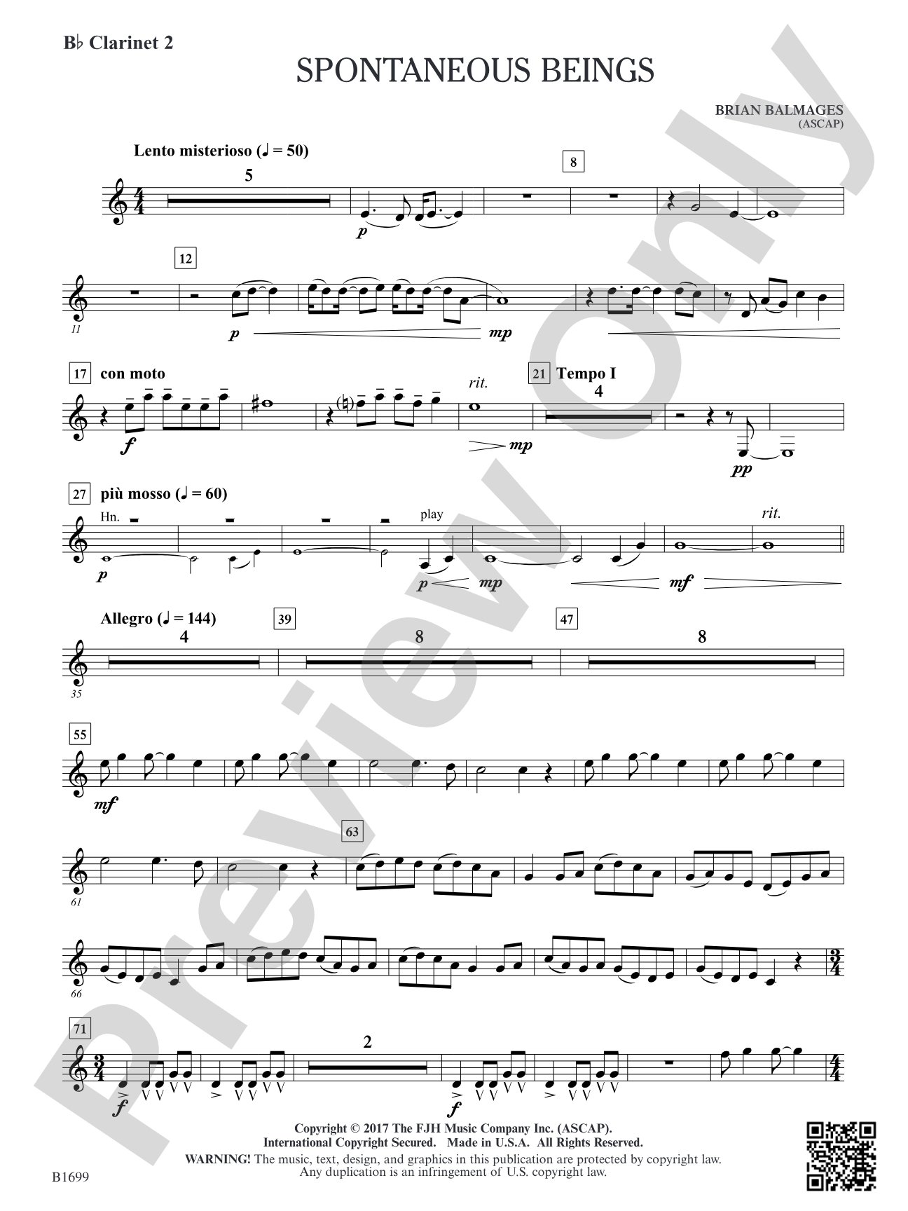 Spontaneous Beings: B-flat Clarinet 2