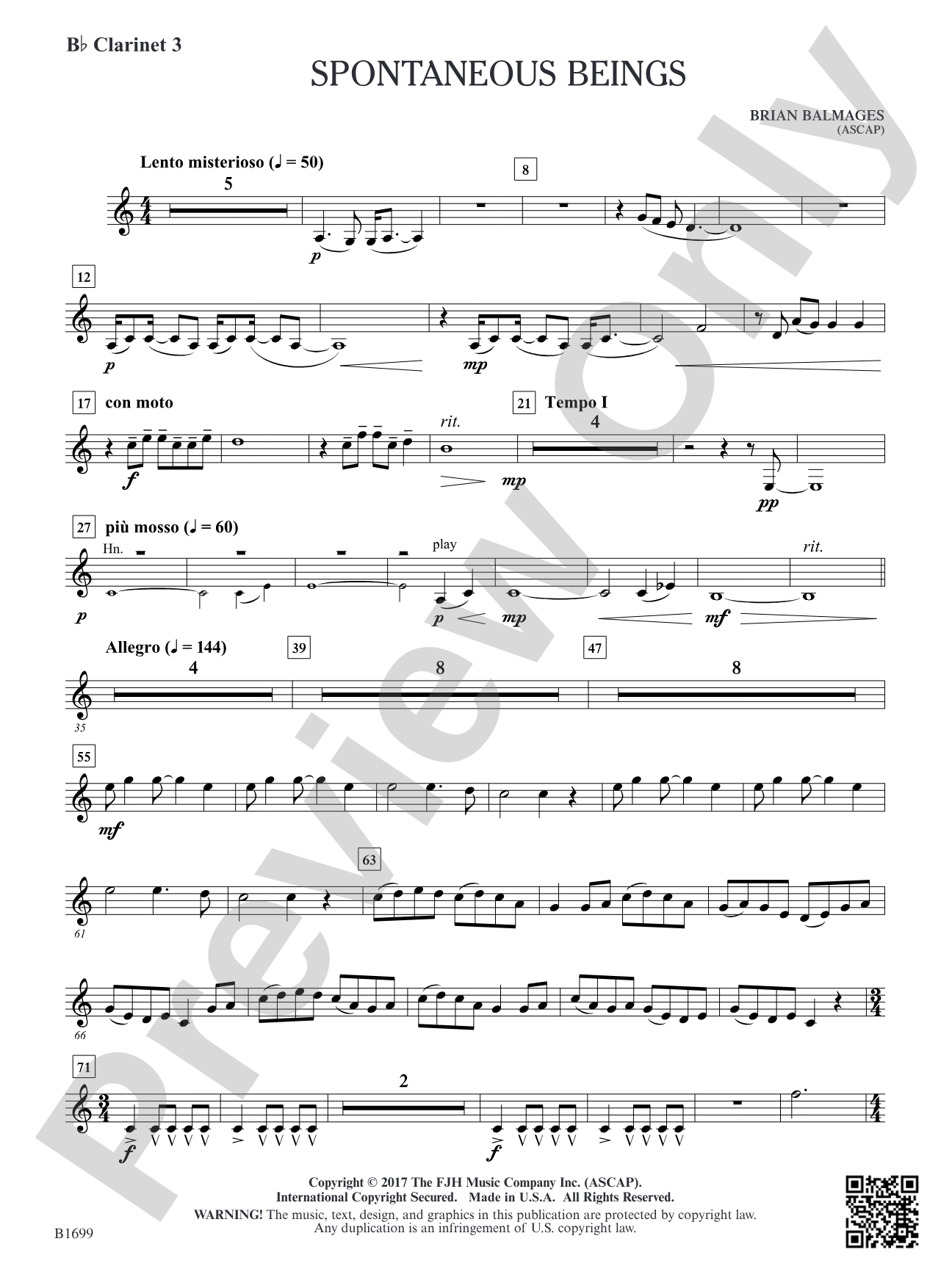 Spontaneous Beings: B-flat Clarinet 3