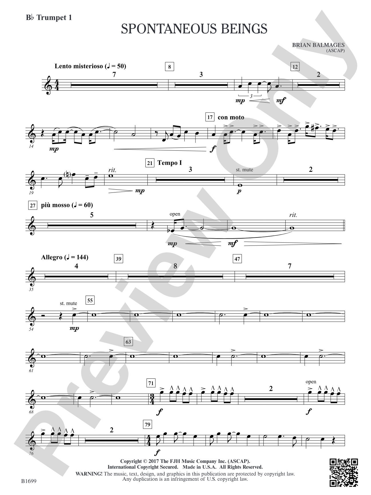 Spontaneous Beings: B-flat Trumpet 1
